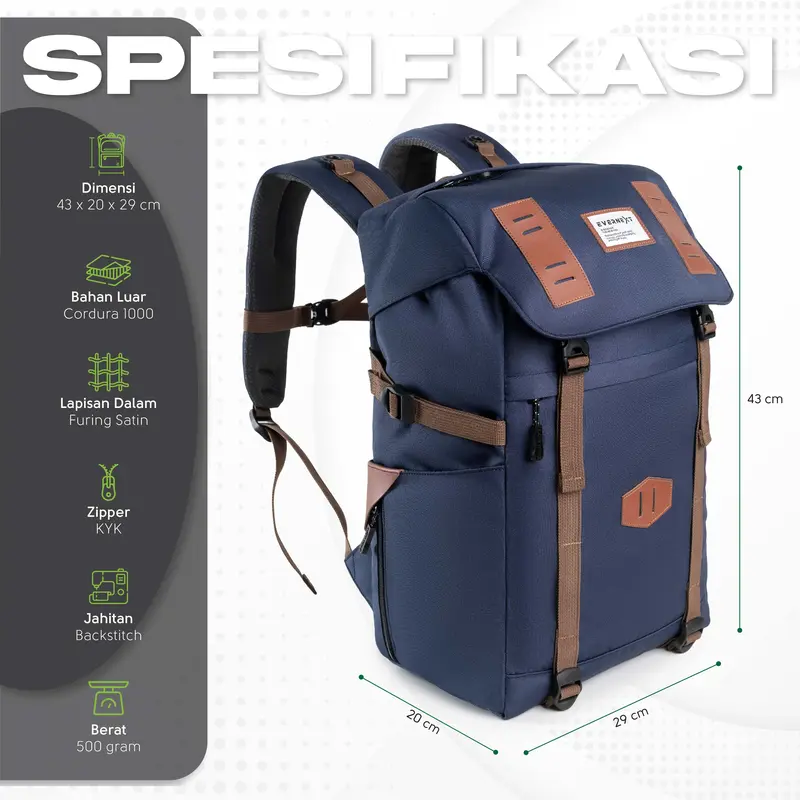 EVERNEXT Tas Ransel Pria Backpack Outdoor Arlo Tas Punggung Laptop Pria Tas Sekolah Kuliah Distro Terbaru 1