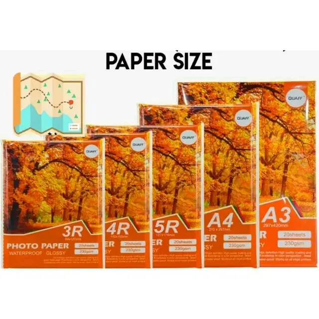 QUAFF PHOTO PAPER GLOSSY （3R,4R,5R,A4）20sheets per pack Accessories Camera