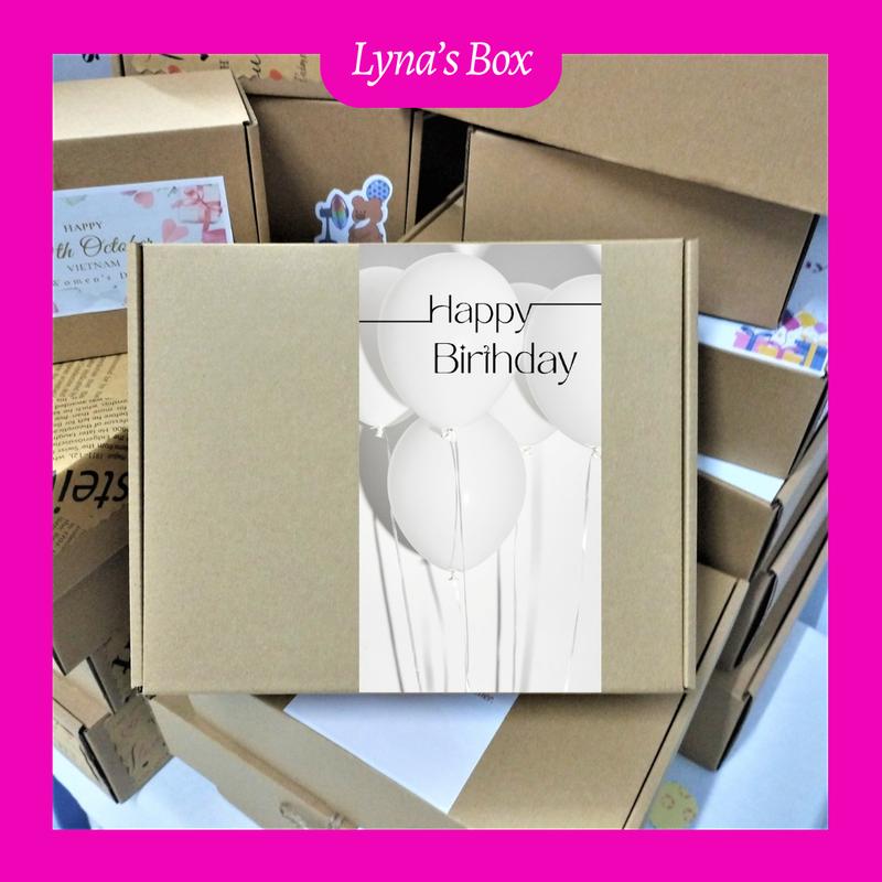 Hộp quà tặng chúc mừng sinh nhật (10), tặng người yêu, người thân, bạn bè, kèm thiệp ghi lời chúc và giấy rơm lót hộp (Bóng đen).