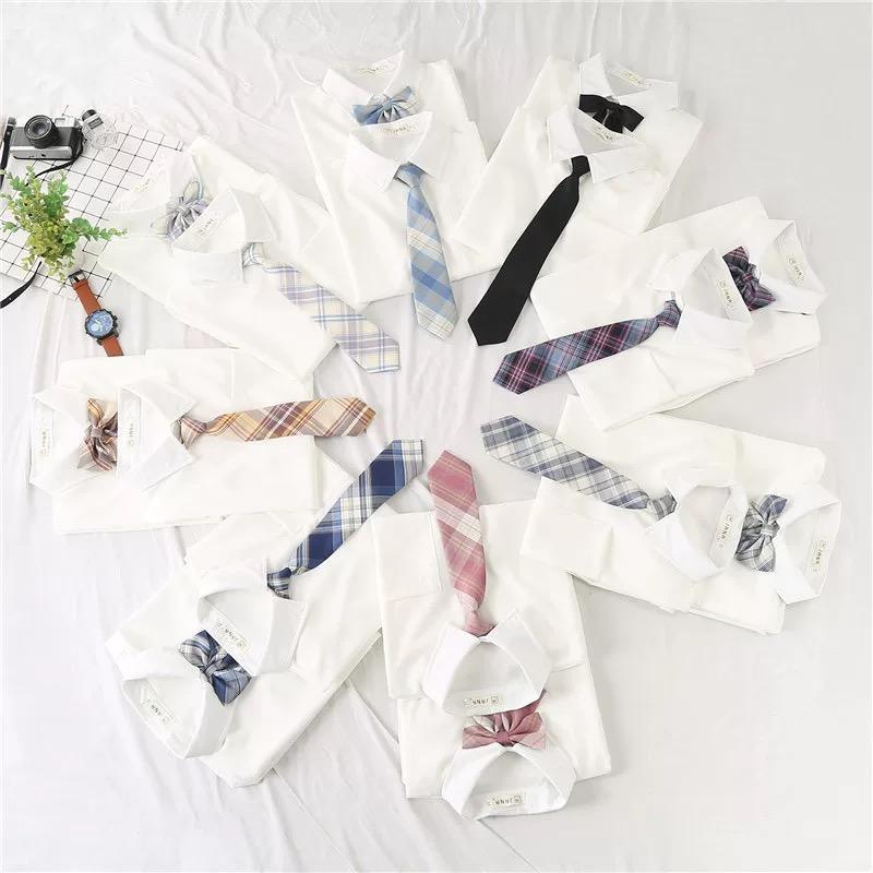 Free Tie JK Uniform Shirt Women's Long-Sleeved Preppy Style Korean Spring and Autumn Medium and Small Children All-Matching Student White Shirt 0