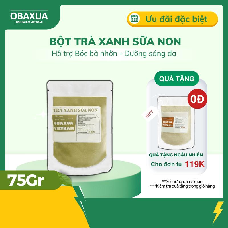 Bột trà xanh sữa non Obaxua Size nhỏ túi 75gr Mask Đắp Mặt Dưỡng Da Mặt