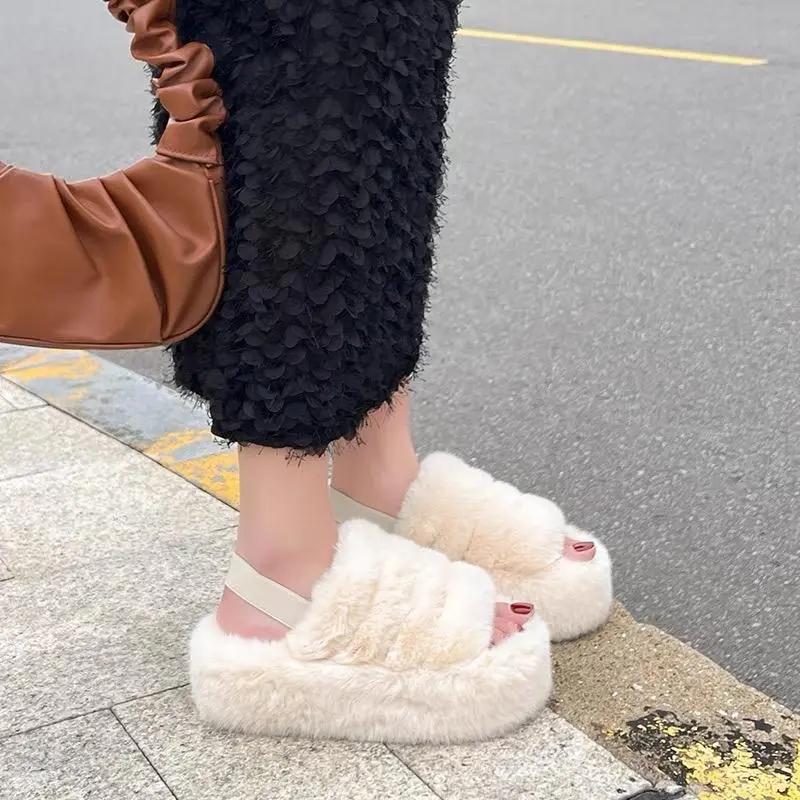 Dép lông quai chun sau đế 6,5cm hách dáng nhiều màu Nữ DéP Shoes 3