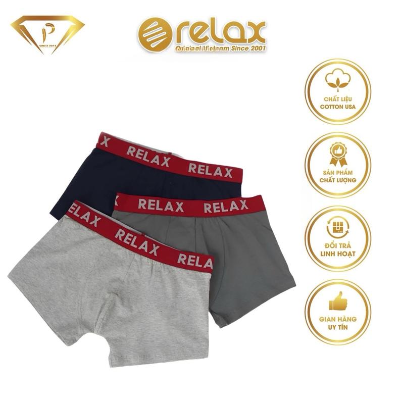 COMBO 3C Quần lót nam RELAX RLTK019 quần lót Cotton USA , quần lót thể thao, phối mềm hút mồ hôi , lưới hai bên thông thoáng, thoải mái, quần đùi boxer trunk Quần Boxer Sịp Menswear Thun