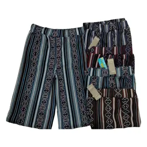 Celana Kulot Pendek Wanita Jumbo 3/4 Bahan Crepe Premium Motif Salur Santai Melar Shorts Nyaman Dewasa