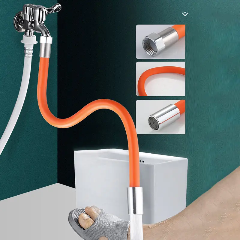 1pc Faucet Extension Hose, Extended Splash-proof Water Extender, Bendable Stereotyped Rotating Extension Water Nozzle, Bathroom Faucet Extension Pipe