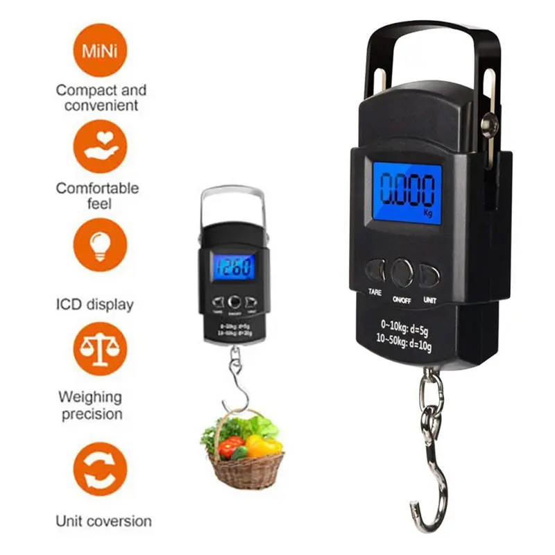 Cân Điện Tử Cầm Tay 50kg, Cân Câu Cá, Cân Giao Hàng Tiết Kiệm, Có Móc 5