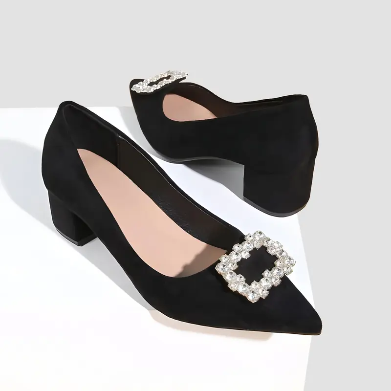 Sepatu Wanita Pantofel High Heels Motif BERLIAN Hitam Putih 3