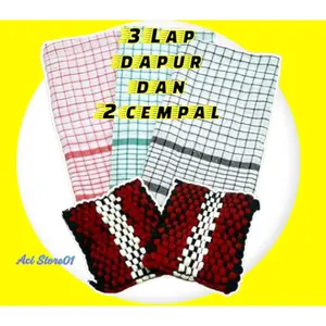 murah dapat 5 produk terdiri 3lap dapur dan cempal anyam penggorengan hanya Serbet serbaguna