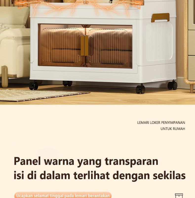 FIXIT Lemari Pakaian Plastik Lipat 50cm*60cm dengan Roda Putar 360° Multifungsi dan Kapasitas Besar untuk Penyimpanan Serbaguna