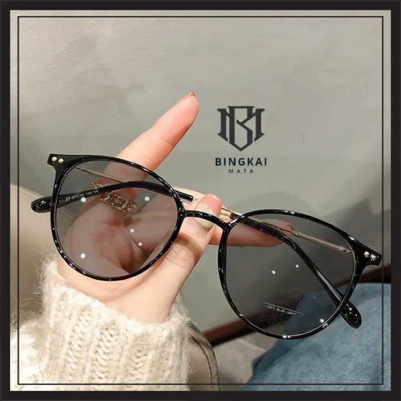 BM-ARPT002 Kacamata Photochromic Anti Radiasi Kekinian Lucu Model vintage Retro Gaya Aksesoris Wanita Eyewear Bentuk Bulat Bahan Metal Gaya Korea Untuk Pria Dan Wanita Kacamata