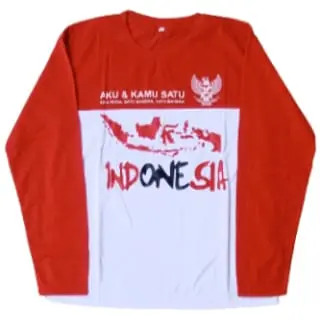 Kaos Lengan Panjang Merah Putih 17 Agustus Kemerdekaan Pria Dan Wanita Semi Katun Ukuran M L XL XXL Distro Motif Standar Sablon Nyaman