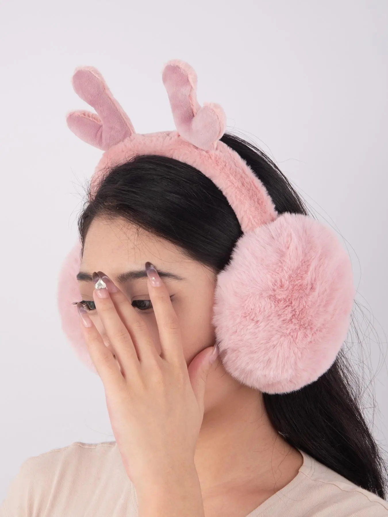 2024 Cute Fluffy Deer Horn Design Earmuff for Party Decor, Soft Plush Earmuff, Cute Lovely Warm Ear Cover for Women & Girls, As Gift for Women, Girls