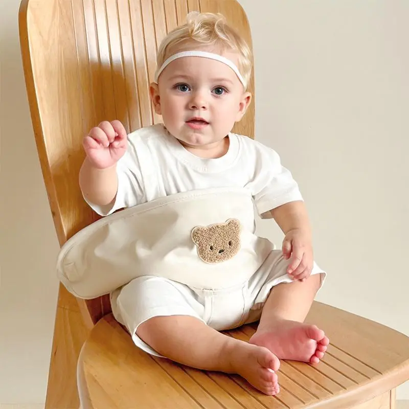 Cute Cartoon Bear Pattern Baby Dining Chair Safety Belt, Portable Baby Dining Assistance Belt, Baby Travel Essentials for 0-3 Years Old