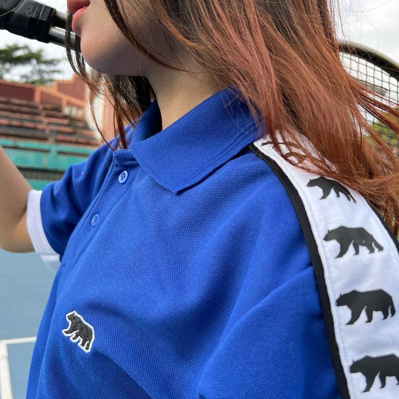 Acbst Co Kaos Polo Shirt Tapped Bear Logo Blue Electric Casual Pria 5