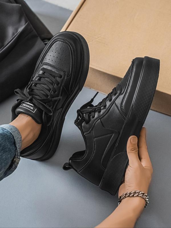 Men's Fashionable Solid Color Patchwork Lace Up Low Top Sneakers, Casual Comfortable Sports Skate Shoes, Male All-match Round Toe Sneakers for Daily Wear 8