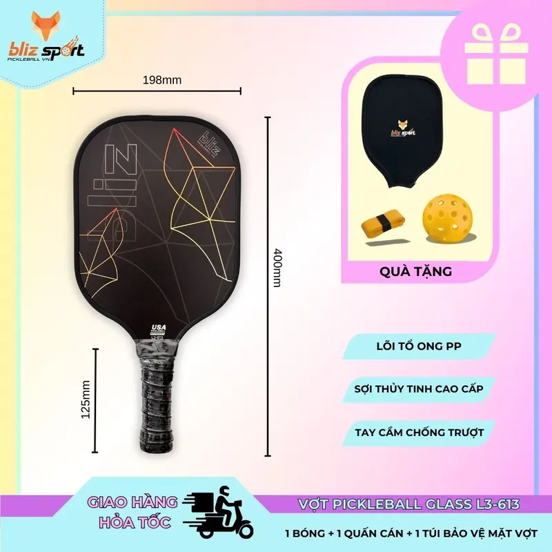 Vợt Pickleball hiệu BLiz Sợi Thủy Tinh cao cấp BlizL3 1