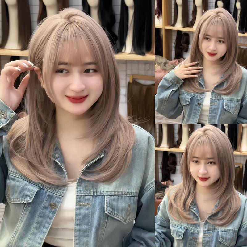 DJ-08 Tóc giả nguyên đầu layer 45cm ( đẹp hơn khi sấy ngôi) Nữ