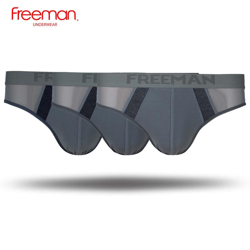  Combo 3 quần lót nam FREEMAN BO312 chất liệu thun lạnh phối lưới mềm mại thoáng mát lớp lót cotton thấm hút kháng khuẩn 