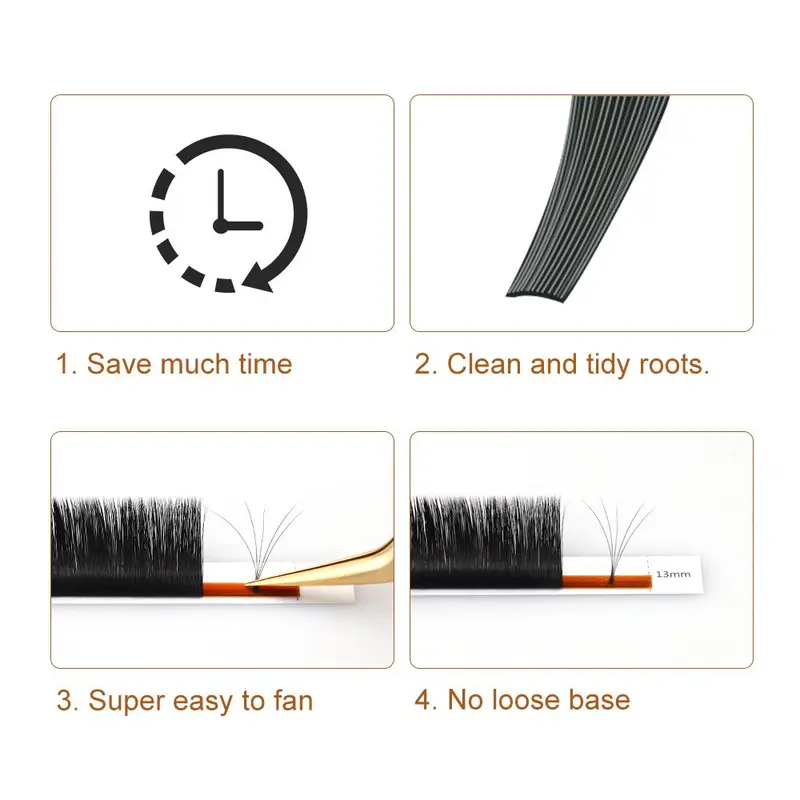 Individual False Eyelashes, 12 Rows/box Easy Fanning Eyelash Extension, Volumized False Eyelashes For Women And Girls Eye Makeup Enhancement 4