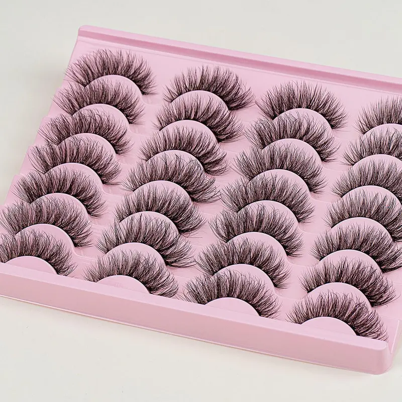 Fluffy False Eyelashes, 14 Pairs Natural Curling Eye Makeup Strip Lashes, Full Volume Eyelash for Lashes Extensions, Suitable for Women and Girls, Cosmetic 3
