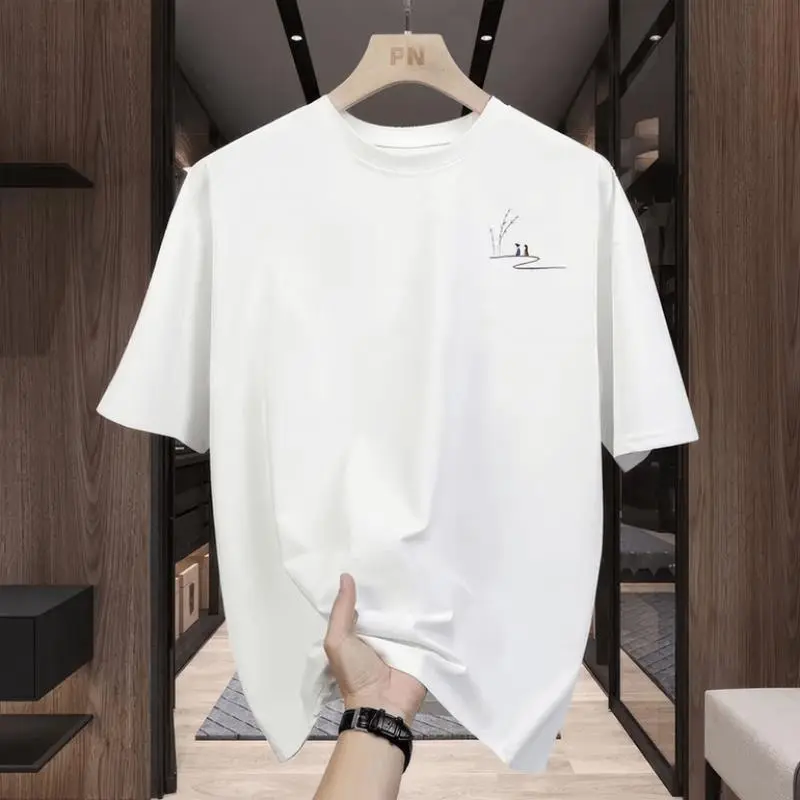 NEW Fashion Small Label Dicetak DIY Short Sleeve T-shirt Trendy Style 200g Heavy Cotton Men's and Women's Short Sleeve Fashion Essential Cartoon Animation T-shirt Bulat Combed Fit Kaos 4