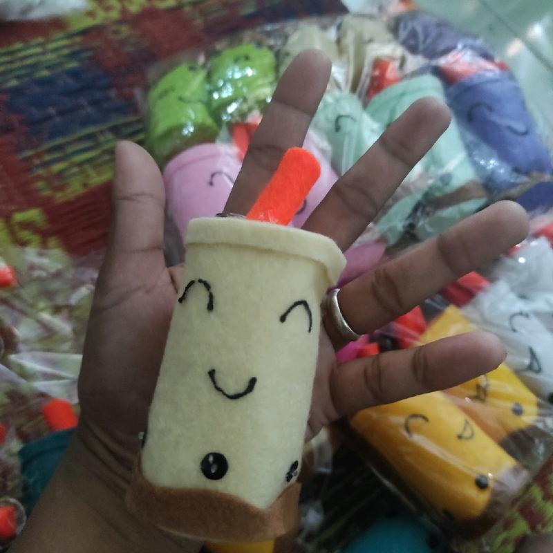 paket gantungan kunci boba flanel isi 10pcs 1