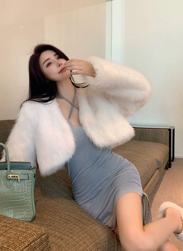 Product Introduction of Áo Khoác Lông Giả Phong Cách Cổ Điển Thanh Lịch, Xã Hội, Dành Cho Mùa Thu Và Mùa Đông, Áo Crop Top Dáng Rộng, Áo Khoác Lông Nữ Jacket 6