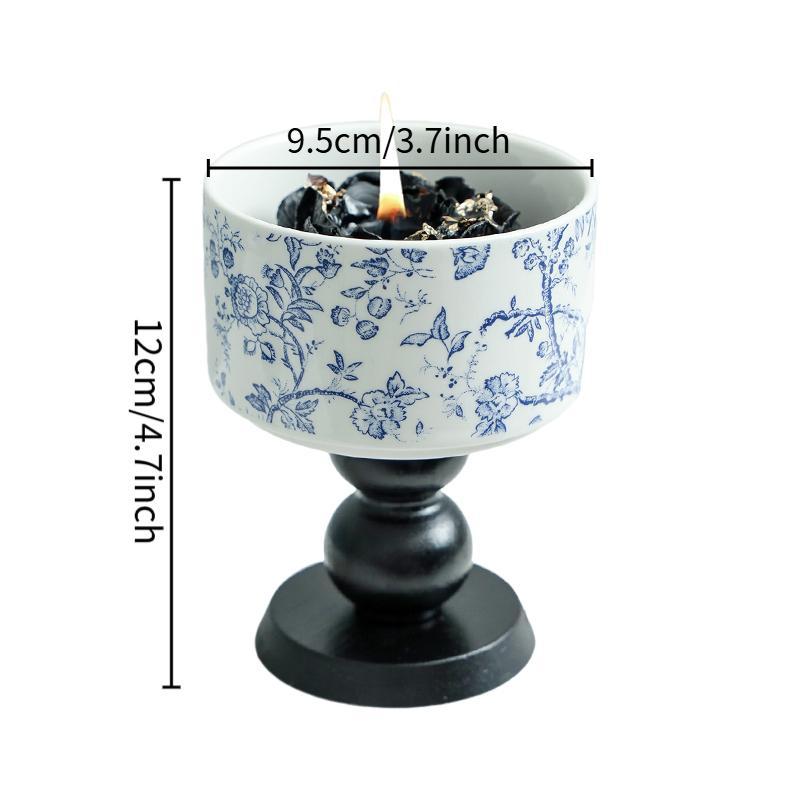 Peony Flower Design Candle Holder, 1 Count Vintage Candle Holder with Candle Wick, Aromatherapy Candle for Home Decor, Vanity Decor Accessories, Ornaments 1