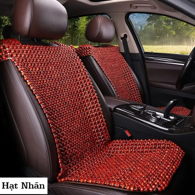 Đệm Lót Ghế Ô Tô Hạt Gỗ Nhãn Cao Cấp 104x45cm - Giảm Đau Mỏi Lưng 0
