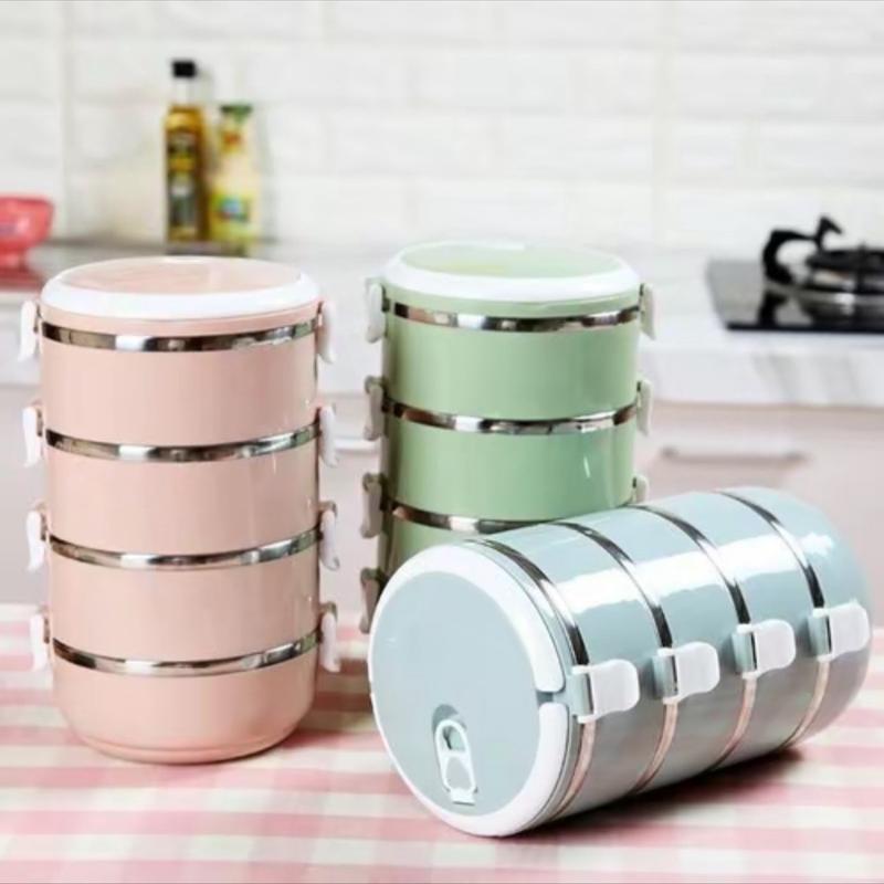  Cặp Lồng Cơm 4 Tầng Hộp Đựng Cơm Giữ Nhiệt Lúa Mạch Ruột Inox đa năng 