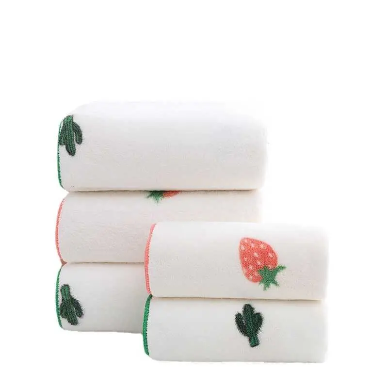 Bộ Lông Cừu San Hô Gấu Hoạt Hình, Mềm Mại Và Mịn, Khăn Tắm Dâu Tây, Khăn Mặt, Dành Cho Người Lớn Và Trẻ Em, Thích Hợp Cho Phòng Tắm Gia Đình 6