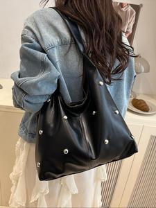 Elegante bolso de hombro con decoración con tachuelas para mujer, bolso bandolera de mezclilla de moda para uso diario, bolso de viaje diario de alta calidad versátil de moda informal