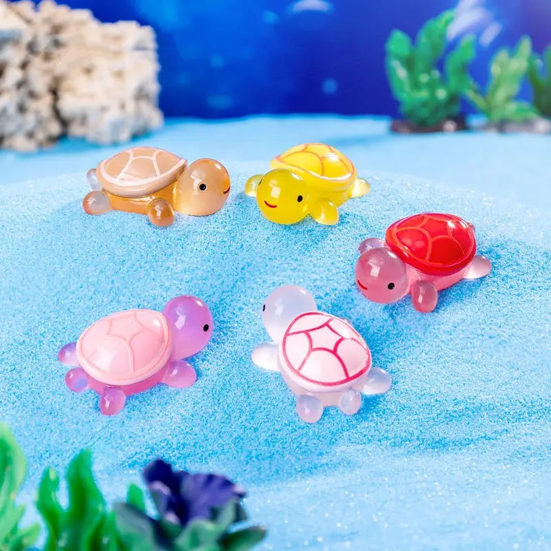 Random Color Luminous Turtle Decoration, 10/20pcs Mini Turtle Ornament, Diy Micro Landscape Mini Desktop Car Decoration Ornaments, Birthday Gifts Ideas, Pink & Pastel Colors, Decor Figurine Glow in The Dark Decoration, Room Home Decor Ornament, Magical 5