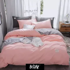 Bedcover Set Sprei Termurah Two Tone Korean Style  Salem X Abu Muda  Paket Kumplit bantal karet kasur king Sarung