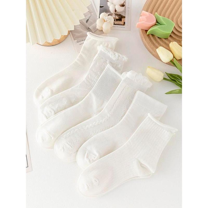 Set 10 Đôi Tất Nữ Cao Cổ Trắng Phong Cách Vintage Tiểu Thư Siêu Hot 0