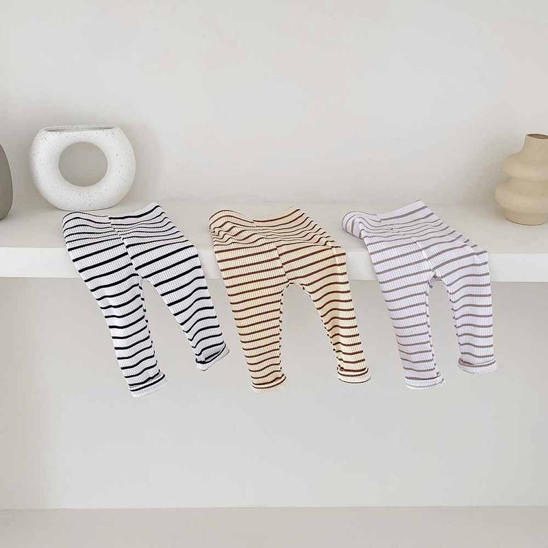 Product Introduction of Children's base pants for autumn and winter, Korean style, with fleece, long pants for boys and girls, 0-2 years old, striped, ins 3