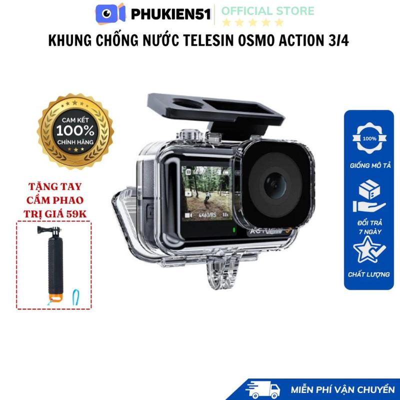  Khung vỏ chống nước TELESIN DJI OSMO ACTION 5 PRO 4 3 Chống nước đi bơi đi lặn 40m 