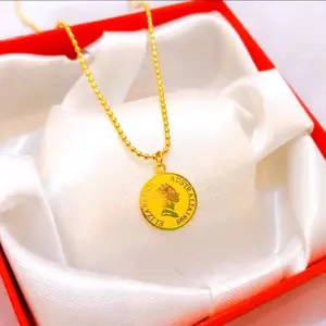 kalung koin biji lada rantai lapis mas Emas