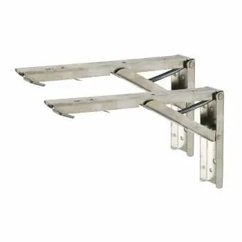 Taffware Bracket Engsel Siku Lipat Stainless Steel Folding Max Load 65kg Bracket Engsel Siku Meja Lipat Dinding 14 Inch 2 PCS Engsel Siku Rak Meja Lipat Dinding Engsel Ambalan Stainless Steel - JM007 1