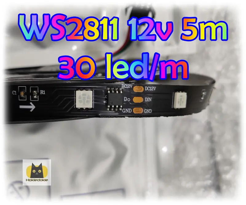 Led strip rgb ws2811 12v 5m 30led/m Indoor ip20 PCB tebal 1