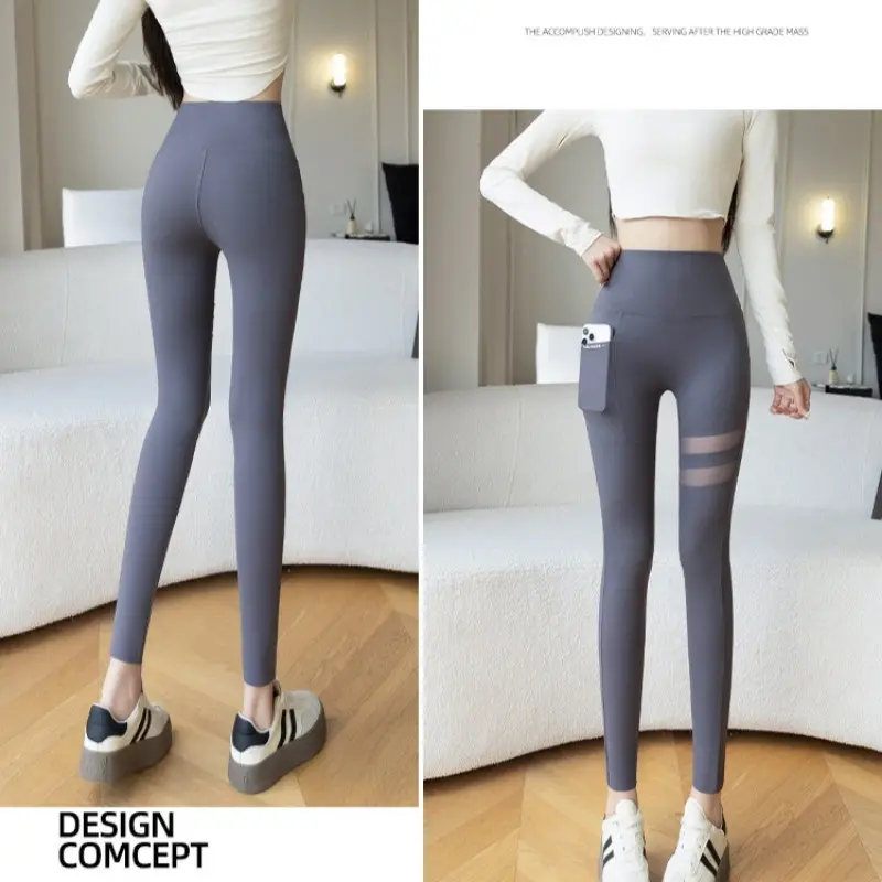 Quần Tập Yoga, Dành Cho Nữ, Thân Thiện Với 100kg, Quần Legging Cá Mập Cạp Cao Có Túi Lưới, Trang Phục Thể Dục Barbie Dày Trung Bình (Cỡ L-XXXL) 7