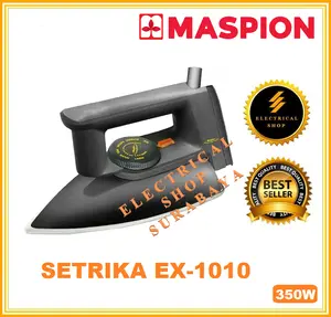 MASPION SETRIKA LISTRIK EX-1010 BLACKBERRY HITAM 350W GOSOKAN BAJU ANTI LENGKET EX 1010 EX1010 350 WATT ORIGINAL GARANSI SNI