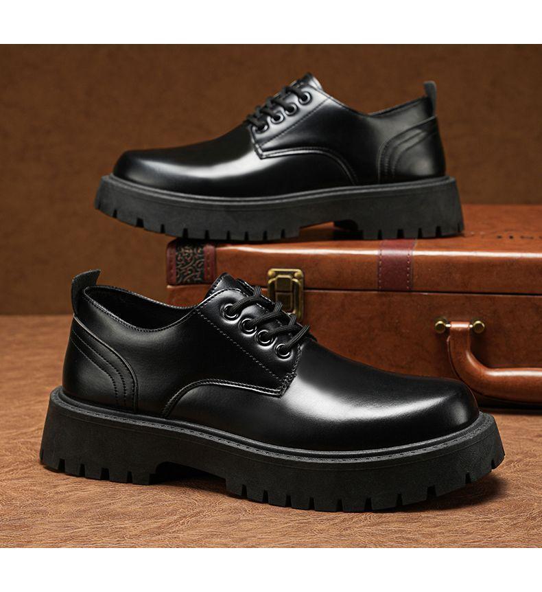 Product Introduction of 2024 Men's Leather Shoes Business British Style Derby Shoes Autumn Big Toe Casual Fashion Shoes New Leather Shoes Raise the Bottom Women 33