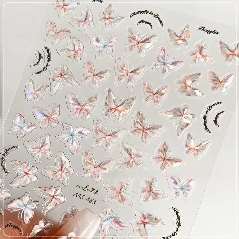 Sticker bướm lụa nổi 5D mẫu mới - phụ kiện dán nail 4