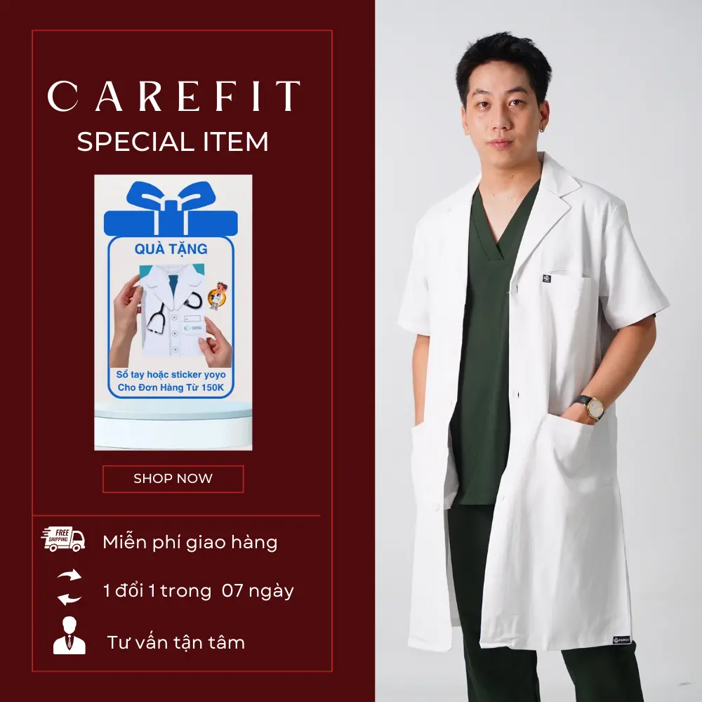 Áo Blouse Bác Sĩ Nam Chất Vải Cotton Co Giãn - Phong Cách Chuyên Nghiệp và Tiện Lợi - Sơ Mi, Menswear