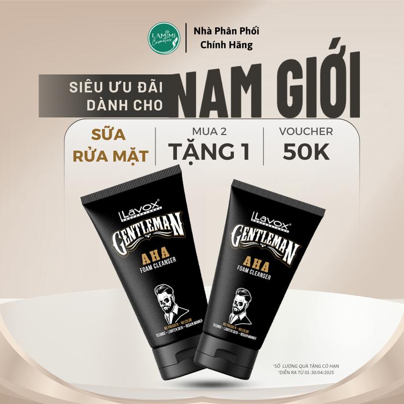 Sữa rửa mặt AHA Lavox Gentleman cho nam, kháng khuẩn và kiểm soát mụn, làm sạch sâu lỗ chân lông và kiềm dầu hiệu quả 1