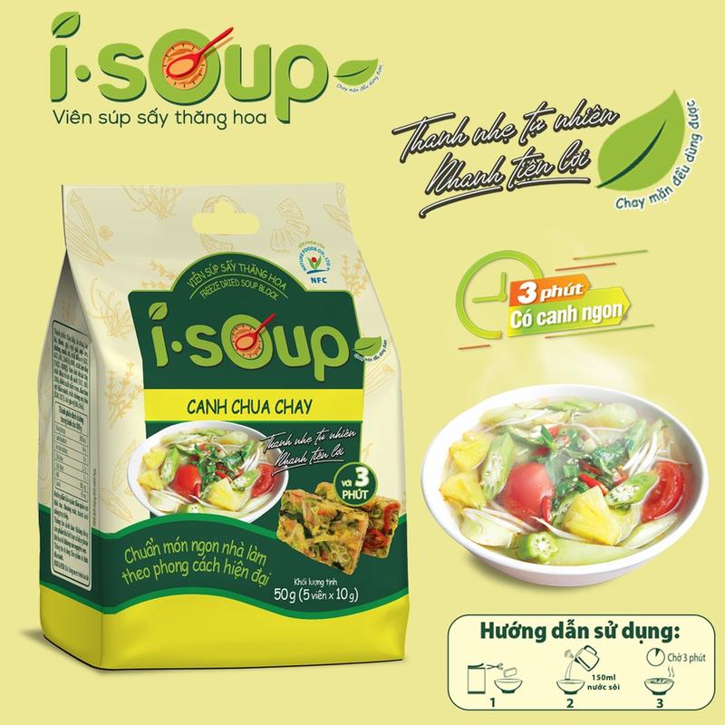 Product Introduction of Canh Chua Chay Ăn Liền ISOUP 50g 05 Viên - Viên Canh Ăn Liền Sấy Thăng Hoa 1