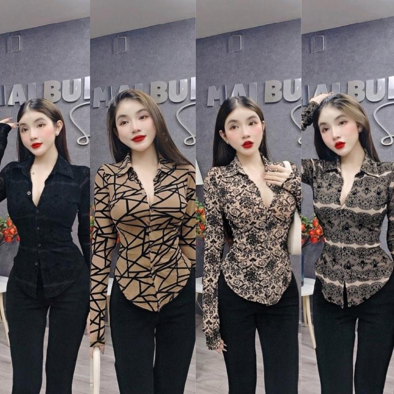 A15 - Áo Sơ Mi Body Lưới Nhung Có Lót Mai Bùi Store