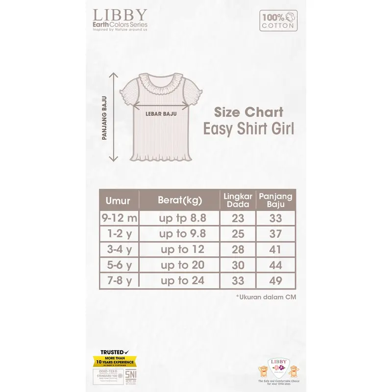 LIBBY Earth Colours Easy Shirt Girl (1PCS /Pack) 2
