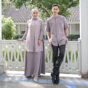 Nadzifa Couple Gamis Kemeja Baju Pasangan Kondangan Lamaran Organza Elegan Muslim Motif by Ventedaily